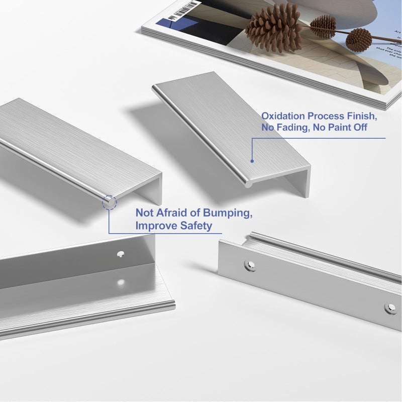 Peaha 10 Pack Kitchen Cabinet Handles 3 inch Brushed Nickel Pulls for Dresser Drawers Door Edge Finger Pull Hardware - Image 4